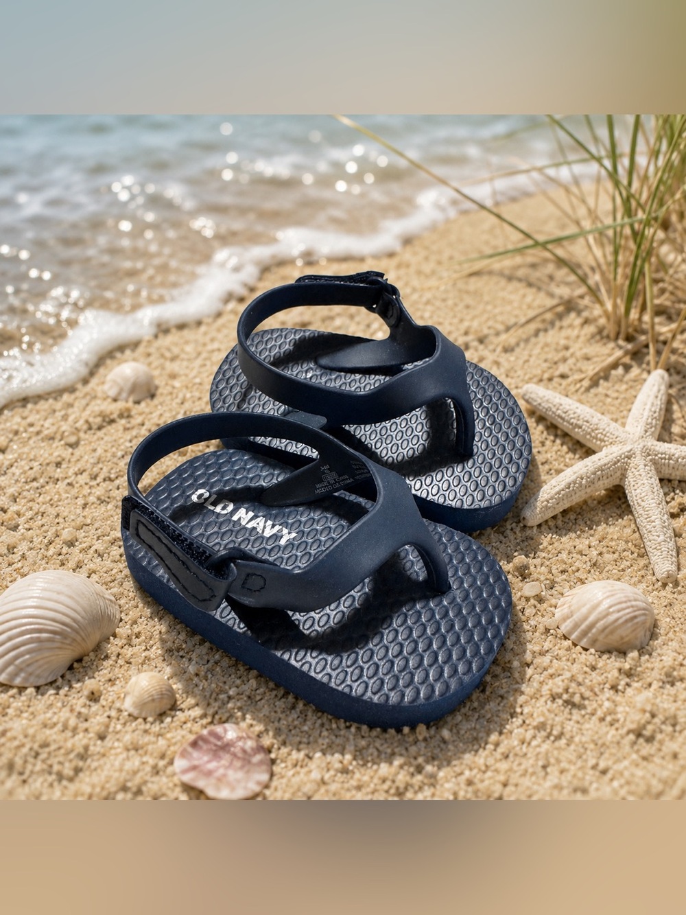 Old Navy Baby Sandal Thong Blue Adjustable Summer Beach Infant Shoes NWOT Play